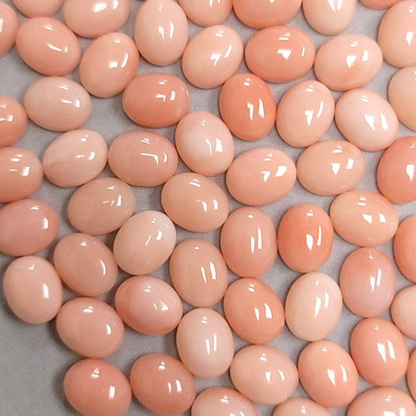08X10MM OVAL CABOCHON  NATURAL PINK CORAL